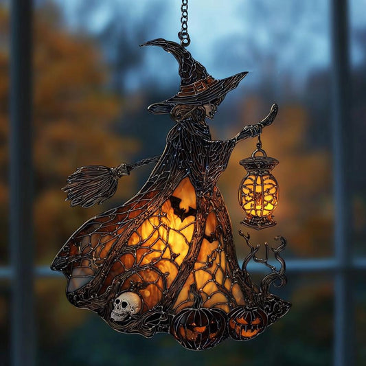 Witch Lantern Acrylic Suncatcher for Halloween Decoration - Made in USA